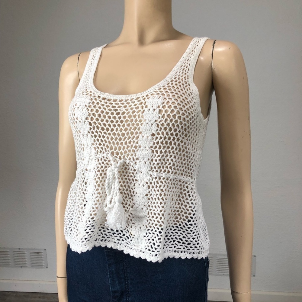 LPA knit sleeveless boho top white Gypsy